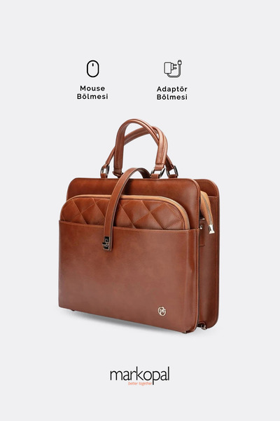 MORCA حقيبة كمبيوتر محمول نسائية مبطنة - حجرة كمبيوتر محمول مقاس 14 بوصة و15.6 بوصة باللون البني