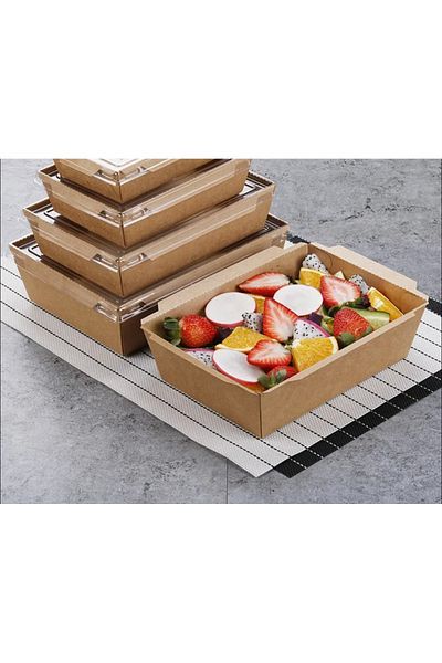 alenked Tuktuk Kraft Cardboard Bowl Pet Lid 750 Cc 20 Pieces