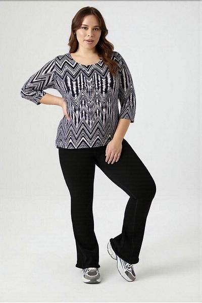 BUTİK MUSON Plus Size Stylish Crystal Viscose Blouse