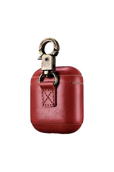SellerRasov doar pregatiti Protective Case for Headphones, Compatible with AirPods 1 and 2, Leather, Red