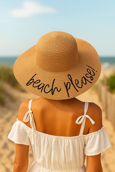 Luminos Butik Beach Please Embroidered Camel Straw Hat Hsr2029 Boxed Shipment