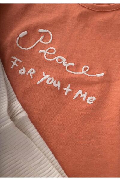 Cigit Strumpfhosen-Set mit bestickten Ballonärmeln, 2–8 Jahre, Orange