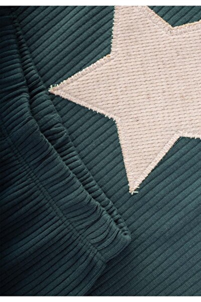 Cigit Πράσινη ζυγισμένη πιτζάμα με απλικέ αστέρι για παιδιά 1-8 ετών