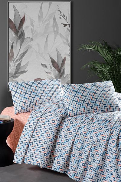Fabric Box 100% Cotton Single Pique Set Terra Pillow Case Included