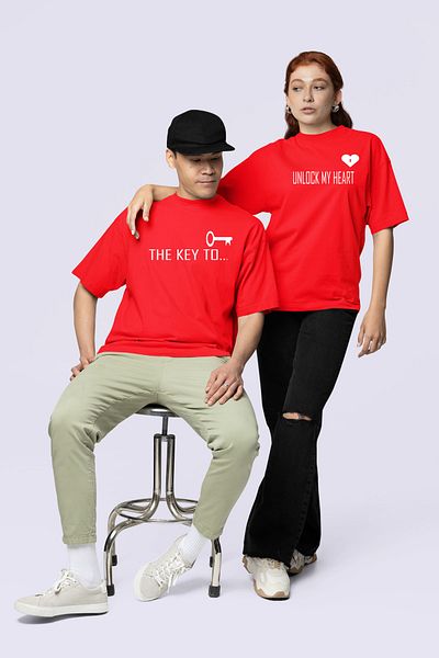 NEVERMIND Unisex Women Men the Key to Couple Lover T-Shirt Set of 2