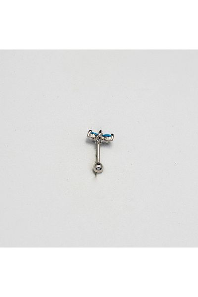 Piercing by Sever Tukuaz Flower Star Steel Piercing… Silver/Silver Color and Blue Stone (Targus Helix Conch Flat)