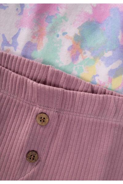 Cigit Oversize Tie Dye T-Shirt Suit with Short Tights 1-8 Years Multi Color