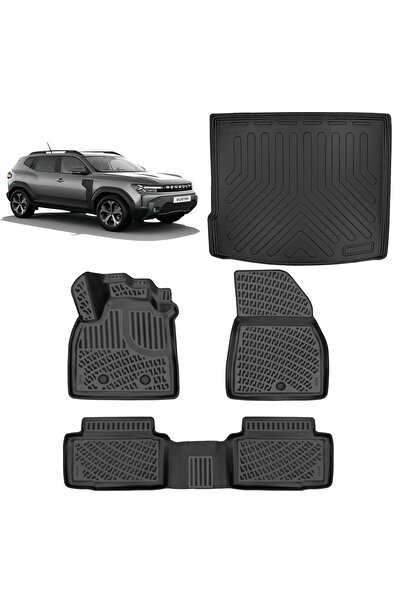 Rizline Renault Duster 4x2 2024 Sonrası 3D Havuzlu Paspas Siyah ve Üst Kademe...