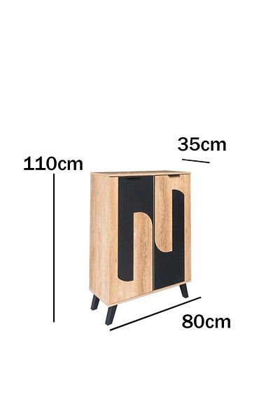 Generic 5-Tier 2-Door Malaysian Wood Shoe Cabinet Wooden and Black
