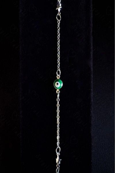 SEVGİLİ TAKI Starry Steel Bracelet with Green Evil Eye |   Istanbul Series
