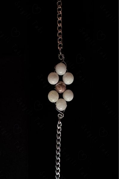 SEVGİLİ TAKI Natural Stone Moon and Sun Steel Bracelet - Balance Series