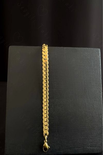 SEVGİLİ TAKI Gold Snake Model Children's Bracelet - Steel Chain, Metoo Series