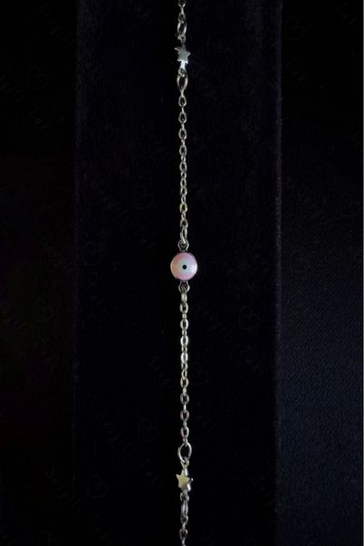 SEVGİLİ TAKI Starry Steel Bracelet with Pink Evil Eye| Venice Series