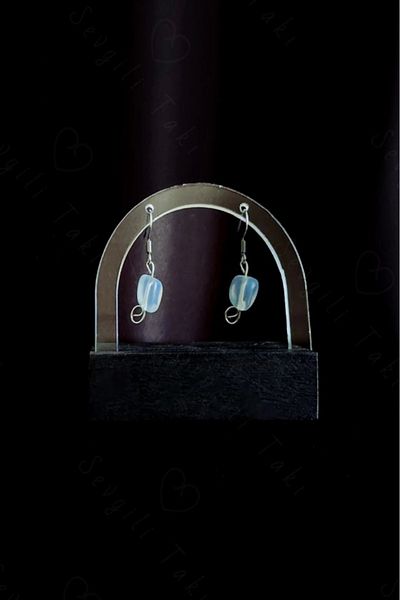 SEVGİLİ TAKI Opal Natural Stone Steel Earrings - Lover Jewelry Collection