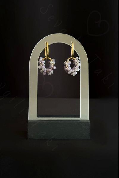 SEVGİLİ TAKI Methus Series - Amethyst Natural Stone Steel Earrings