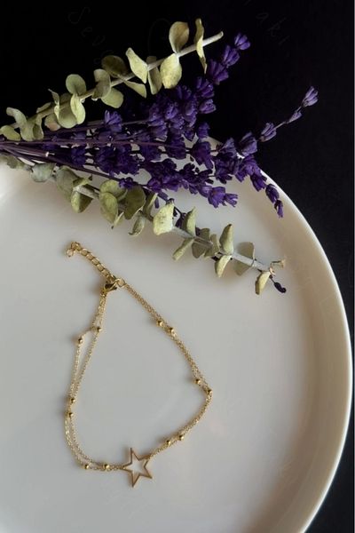 SEVGİLİ TAKI Star Charm - Gold Colored Steel Anklet |   Glorious Series