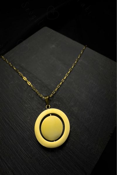 SEVGİLİ TAKI Rotating Charmed Paperclip Steel Chain Necklace |   Tropika Series