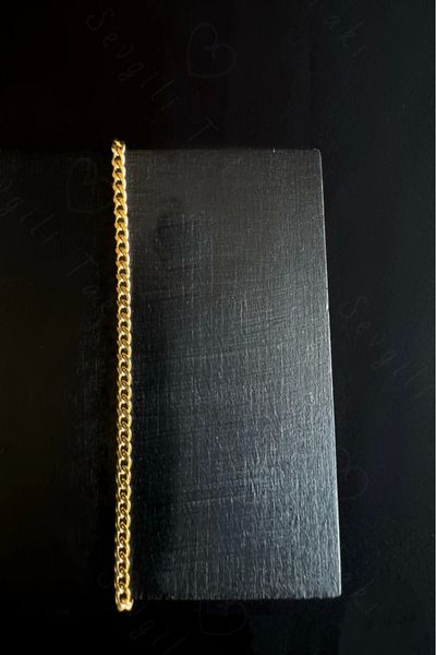 SEVGİLİ TAKI Thin Gourmet Model Gold Steel Chain Children's Bracelet |   Zemheri Series