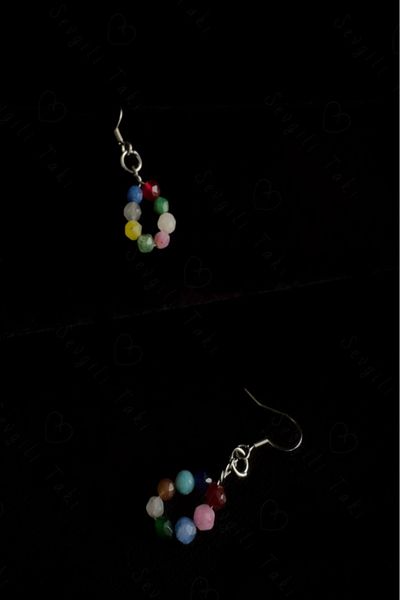 SEVGİLİ TAKI Quartz Natural Stone Steel Children's Earrings -love Series