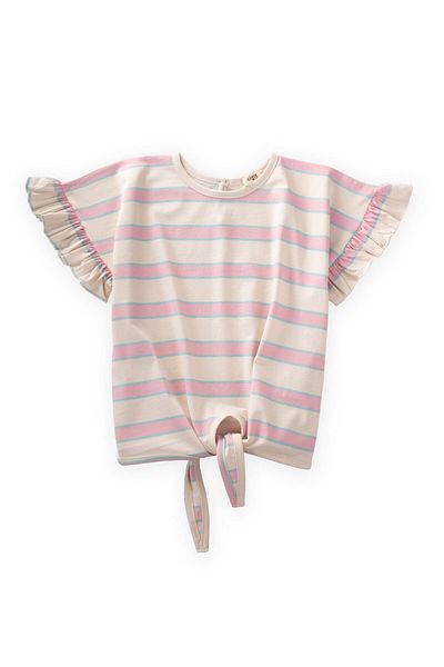 Cigit Tricou pentru fete cu dungi 3-10 ani albastru pudra cu dungi