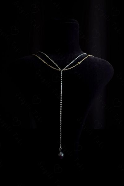 SEVGİLİ TAKI Y Model Amethyst Natural Stone Steel Necklace |   Ida Series