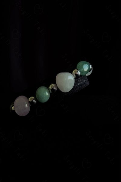 SEVGİLİ TAKI Pink Quartz and Aventurine Natural Stone Bracelet -Ida Series