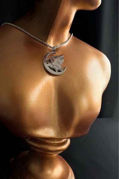 SEVGİLİ TAKI Silver Wolf Head Steel Necklace - Power Series