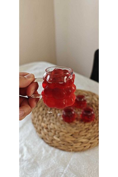 tafce 6-Piece Beaded Coffee Side Cup with Handle 6 Pieces Mini Grape Cup with Handle Coffee Side Presentation Cup