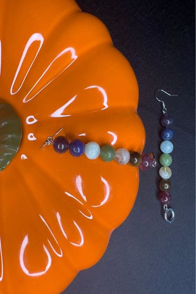 SEVGİLİ TAKI Natural Stone Steel Earrings - Autumn Series