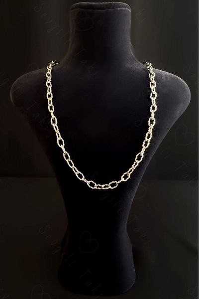 SEVGİLİ TAKI Dear Papeterclip Chain Necklace - Embossed Design