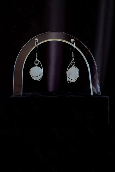SEVGİLİ TAKI Pink Quartz Natural Stone Steel Earrings - Autumn Series