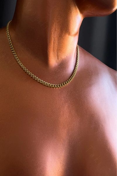 SEVGİLİ TAKI Thin Gourmet Model Gold Steel Chain Children's Necklace-Gentle Series