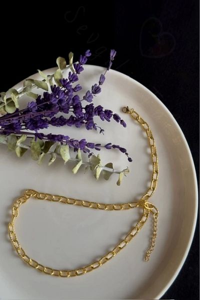 SEVGİLİ TAKI Gold Steel Necklace with Embossed Chain| Therapy Series