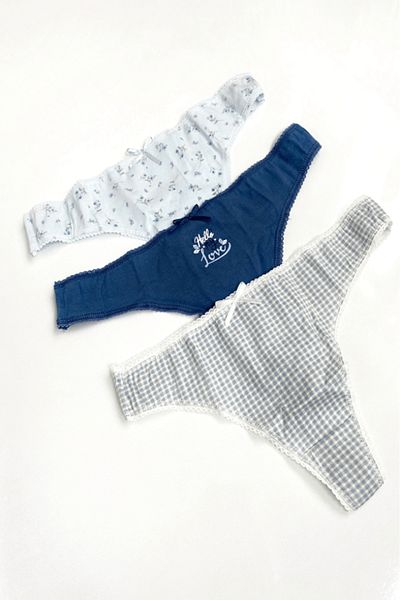 Gece İncisi Set de 3 tanga din bumbac