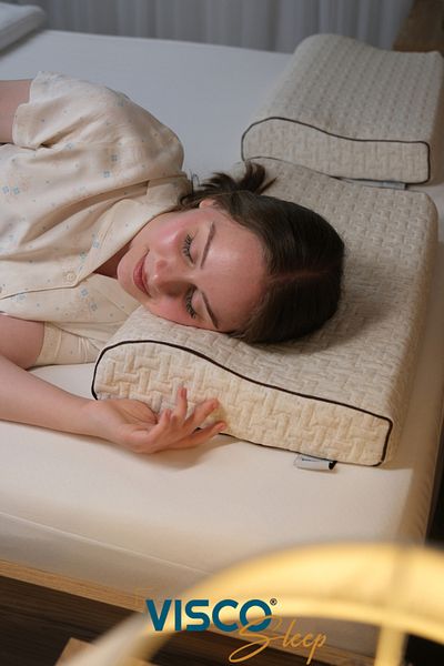 visco sleep Visco Pillow Orthopedic Neck Support Pillow Aylona Natural Linen Cover Pillow 55X35X11-7 cm