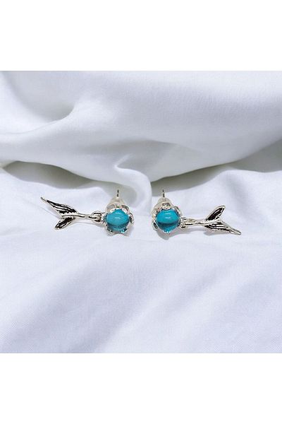 Dark Wind Mermaid Tail Blue Stone Women's Elegant Earrings |   Stylish Gift Jewelry