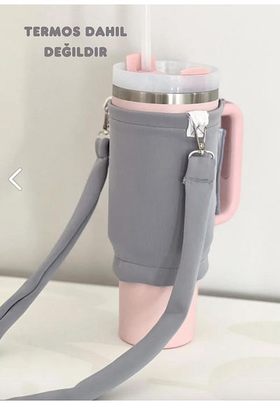 JACA Quencher Straw 1.18 Lt Thermos for Hanging Case Bag and Colorful Shoulder Strap Accessory
