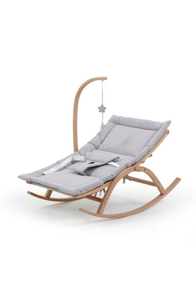 EGEBABY Doğal Ahşap Hug 2 Kademeli Doğal Sallanan Ana Kucağı Gri