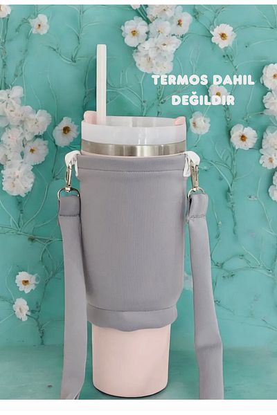 JACA Quencher 1.18 Lt Thermos Compatible Hanging Case Bag and Color Shoulder Strap Accessory with Straw