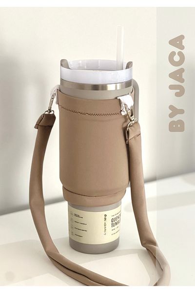 JACA Quencher Straw 1.18 Lt Thermos for Hanging Case Bag and Colorful Shoulder Strap Accessory