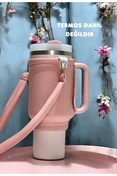 JACA Quencher 1.18 Lt Thermos Compatible Hanging Case Bag and Color Shoulder Strap Accessory with Straw