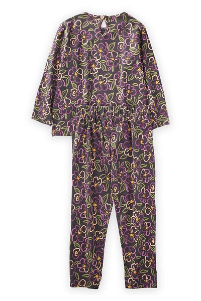 Cigit Patterned Pajama Set 3-8 Years Anthracite