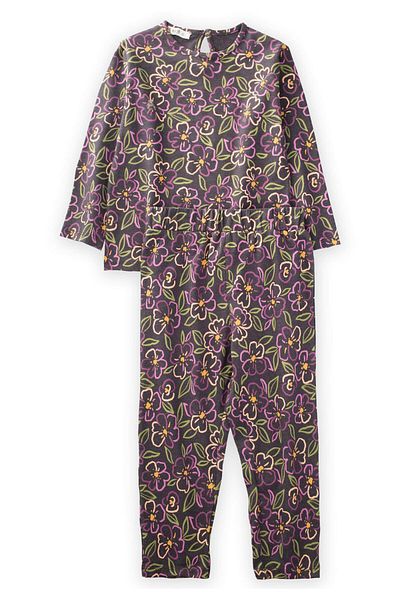 Cigit Patterned Pajama Set 3-8 Years Anthracite