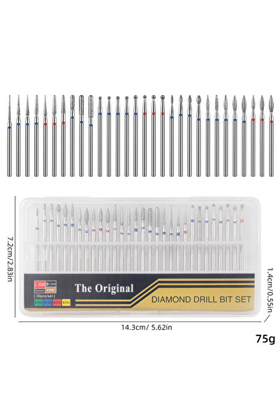 Choice مجموعة رؤوس مثقاب أظافر ألماسية فضية اللون مكونة من 30 قطعة، ماكينة حف...