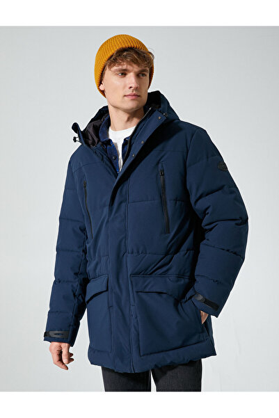 Koton Puffer Jacket Hooded Zippered Pocket Detailed Snap Button