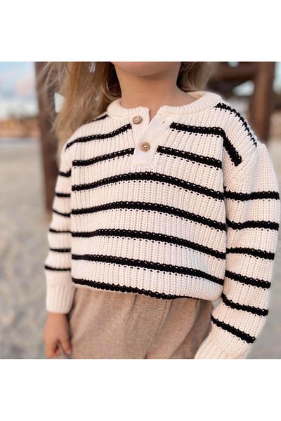 Cigit Textured Knitwear Sweater Ecru 2-6 Years Old