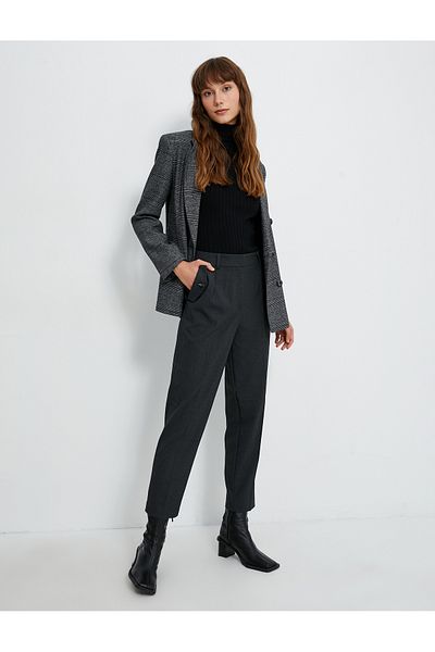 Koton Fabric Trousers Buttoned Pocket Detailed Normal Waist