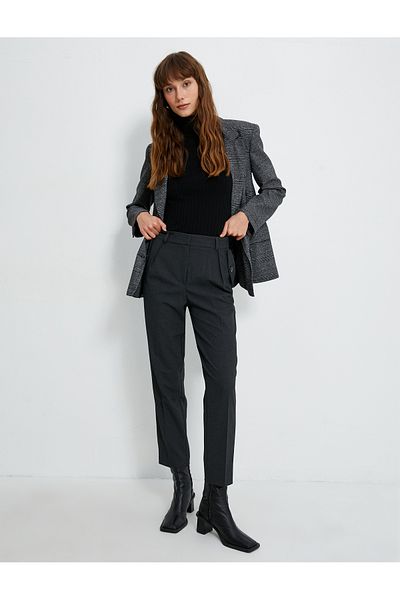 Koton Fabric Trousers Buttoned Pocket Detailed Normal Waist