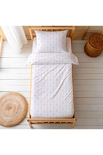 Zezig Pink Bow Single Duvet Cover Set