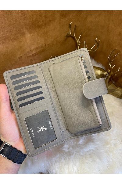 SANAT Sl-2183 Genuine Leather Patina Stylish Women's Portfolio Wallet 19cm X 9cm